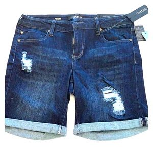 Distressed jean shorts